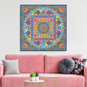 Mah Jongg Tiles Mandala Canvas