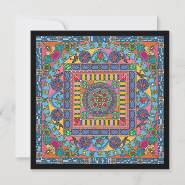 Mah Jongg Tiles Mandala Card-platta (Framsida)
