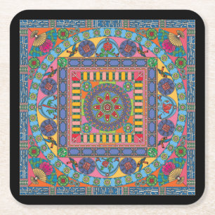 Mah Jongg Tiles Mandala Underläggs Underlägg Papper Kvadrat
