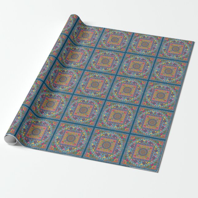 Mah Jongg Tiles Mandala Wrapping Papper Presentpapper (Utrullad)