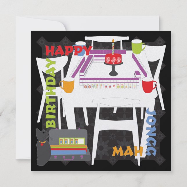Mah Jongg Tiles och Bord Flat Card Inbjudningar (Framsida)
