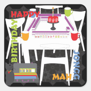 Mah Jongg Tiles och Bord Stickers Fyrkantigt Klistermärke