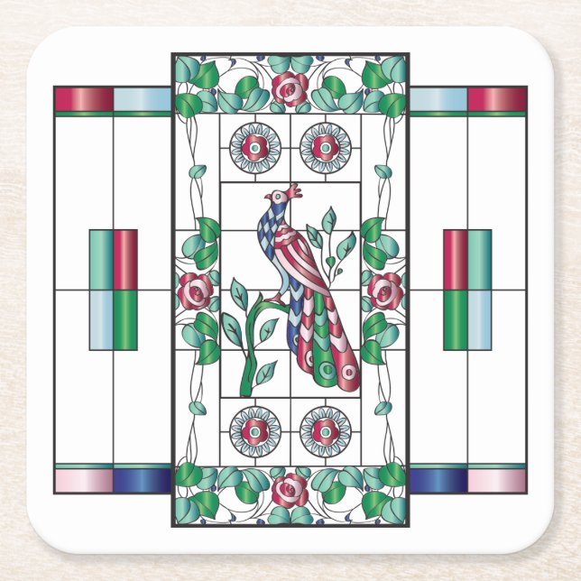 Mah Jongg Underlägg glasskikt Papper Kvadrat (Framsidan)