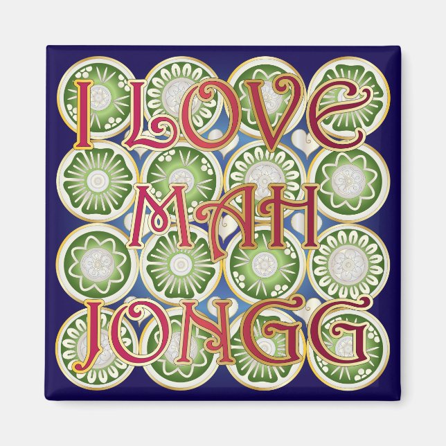 Mah Jongg Valentine I Kärlek MJ Magnet (Framsidan)