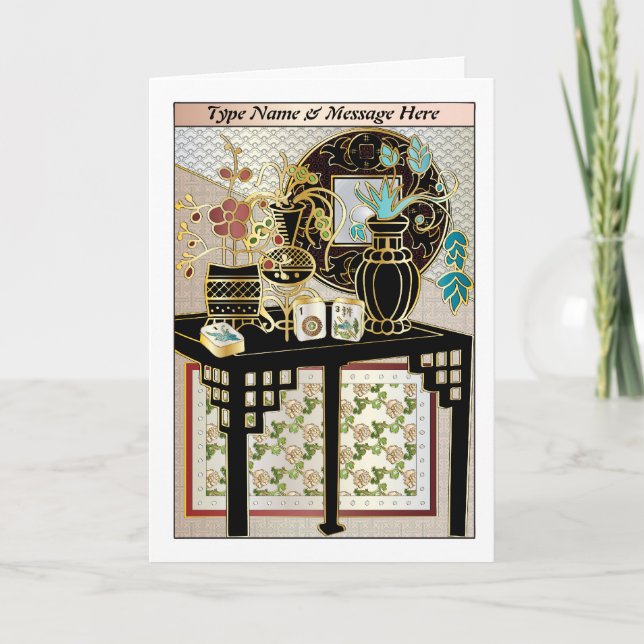 Mah Jongg-vaser 01 Anpassningsbar kort (Framsida)