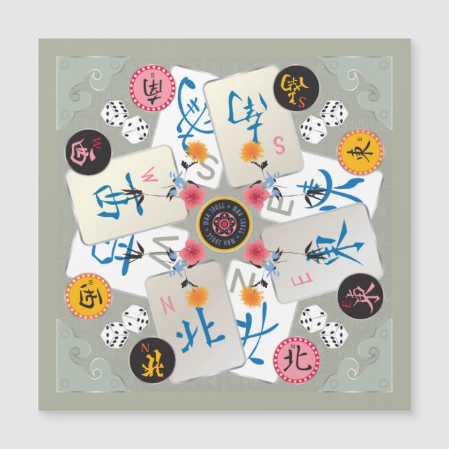 Mah Jongg Vinds Magnet Card (Framsida)