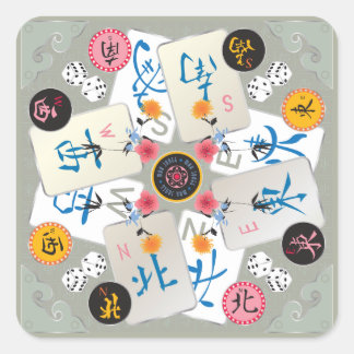 Mah Jongg Vinds Stickers Fyrkantigt Klistermärke