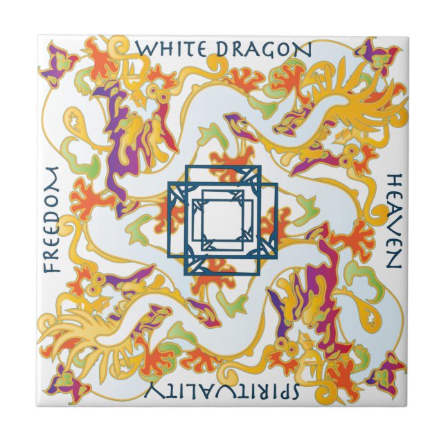 Mah Jongg White Dragon Tile Kakelplatta (Framsidan)
