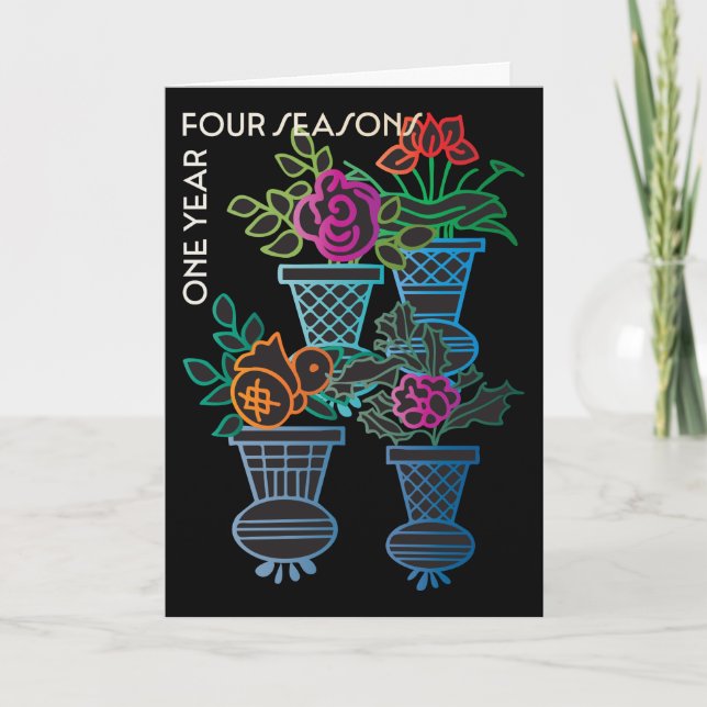 Mah Jongg Year Flowers Card Tack Kort (Framsida)