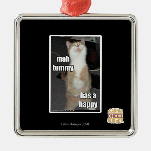 Mah-tummyen har en lycklig julgransprydnad metall (Framsidan)