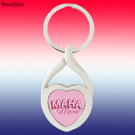 MAHA Mamma, Gör Amerika friska igen Rosa 🇺 🇸 Twisted Heart Silverfärgad Nyckelring