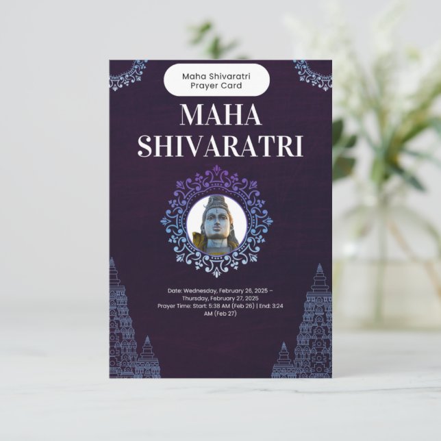 Maha Shivaratri Prayer Card 2025 Tack Kort (Stående Fram)