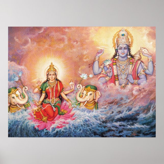 Maha Vishnu och Lakshmi Poster (Framsidan)