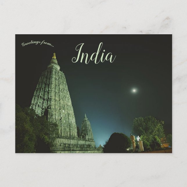 Mahabodhi Temple Bodhgaya Indien Vykort (Framsida)