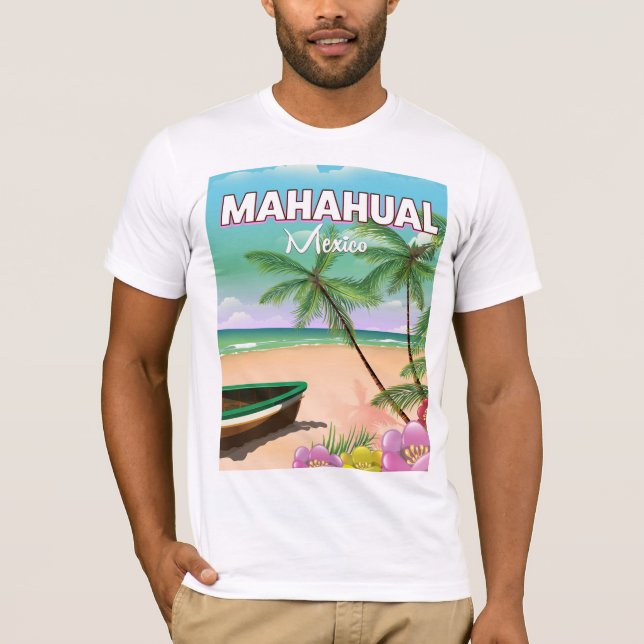Mahahual mexikansk strand affisch tee shirt (Framsida)