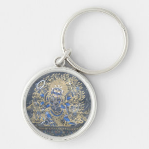 Mahakala Keychain Rund Silverfärgad Nyckelring