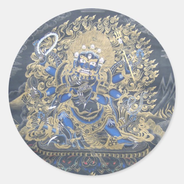 Mahakala Stickers Runt Klistermärke (Framsida)