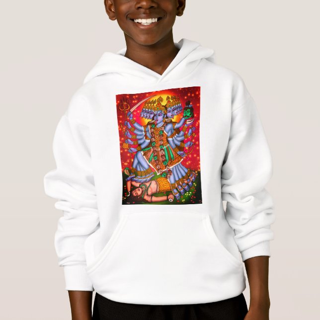 Mahakali Digital Art Hoodie - Andlig Devotion W T Shirt (Framsida)