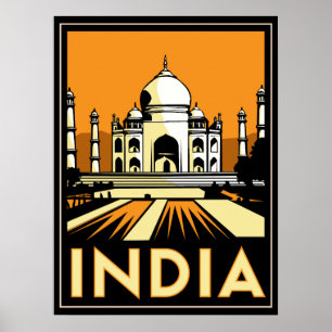 mahal reser den retro india för taj art déco poster
