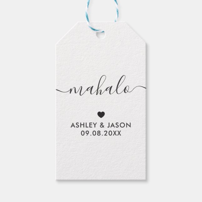 Mahalo Gift Märkre, Bröllop Tack Märkres, Kraft Presentetikett (Framsidan)