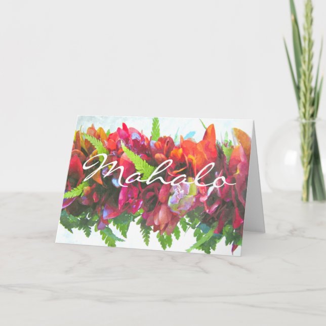 Mahalo Haku Lei Tack Kort (Framsida)