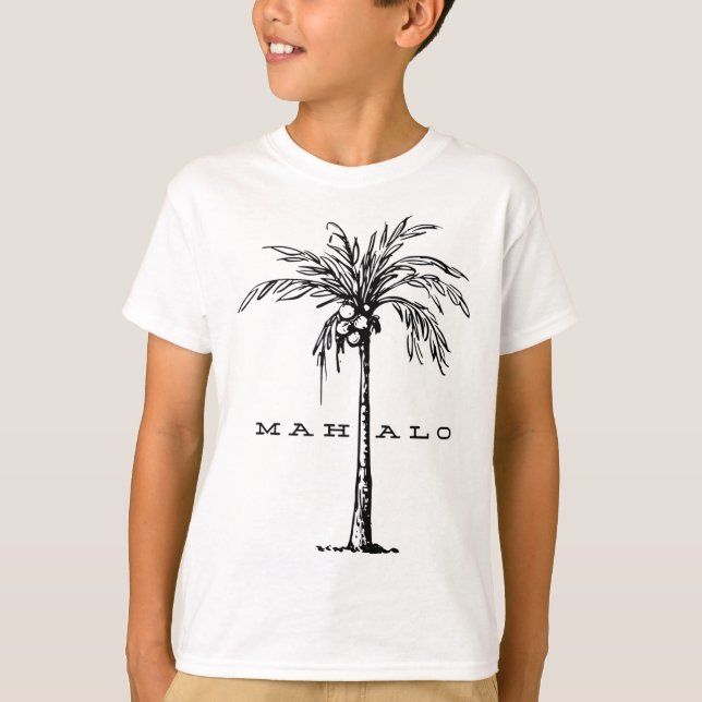 Mahalo Hawaii från ön. Känn Aloha Spir T Shirt (Framsida)