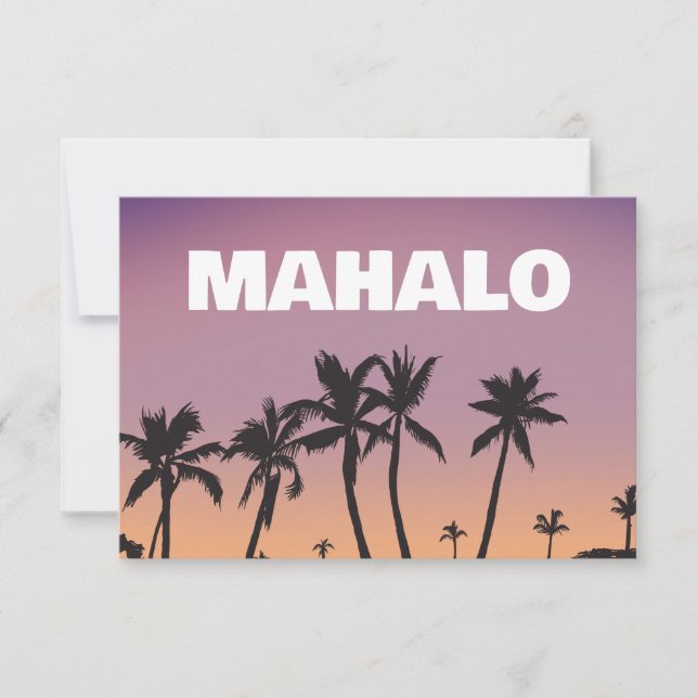 Mahalo Hawaii Sunset Palm Tree Gradient Postcard  Tack Kort (Framsida)