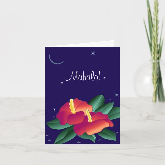 Mahalo Hawaiian Hawaii Nights Tackkort Card (Framsida)
