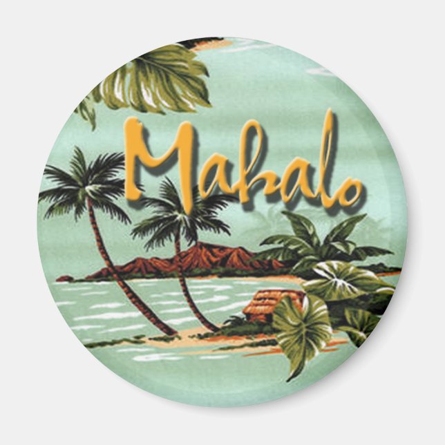 Mahalo Hawaiian Island Sticker Magnet (Framsidan)