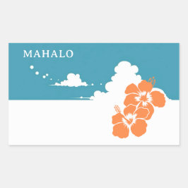 MAHALO Hibiscus Blue Sky Rectangle Rektangulärt Klistermärke