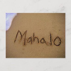 Mahalo in Sand Postcard Vykort