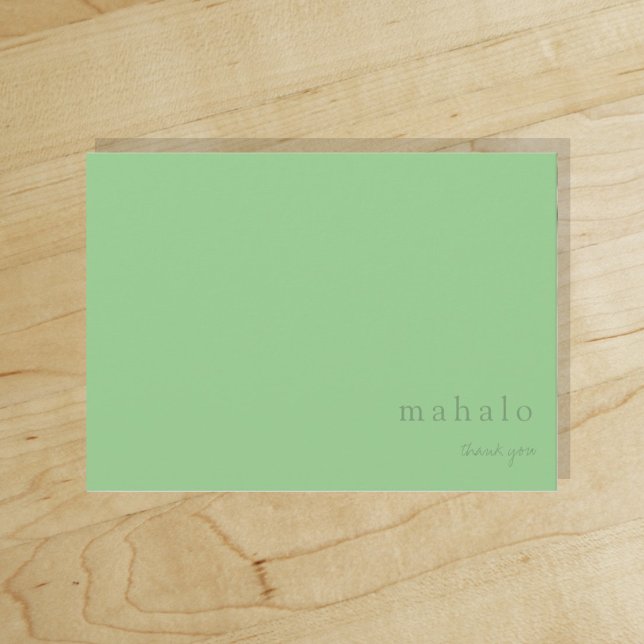 mahalo | minimal tropisk ljusgrön tack  kort (Skapare uppladdad)
