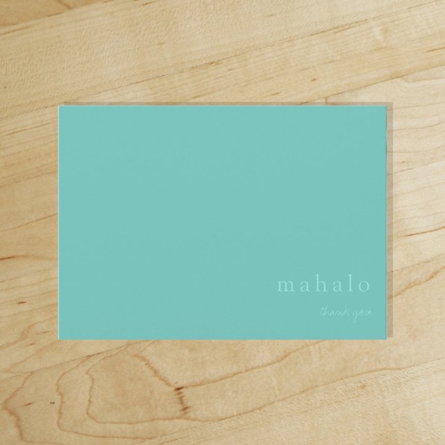 mahalo | minimal tropisk teal tack  kort (Skapare uppladdad)