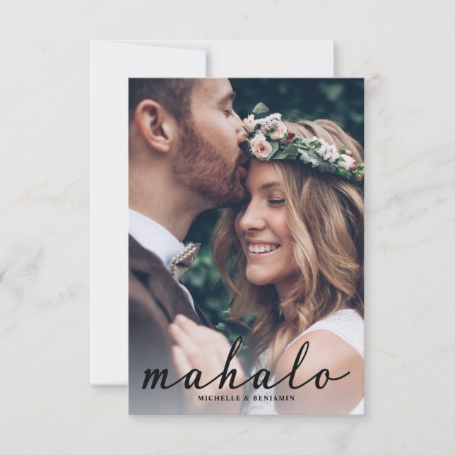 Mahalo Modern Elegant bröllop Tack Photo Card (Framsida)