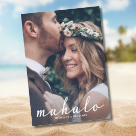 Mahalo Modern Elegant bröllop Tack Photo Card