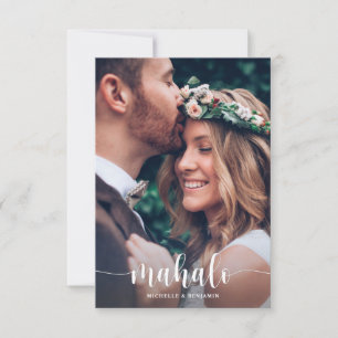 Mahalo Modern Elegant bröllop Tack Photo Card Kort