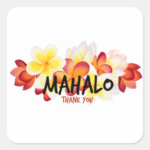 Mahalo Plumeria Fyrkantigt Klistermärke