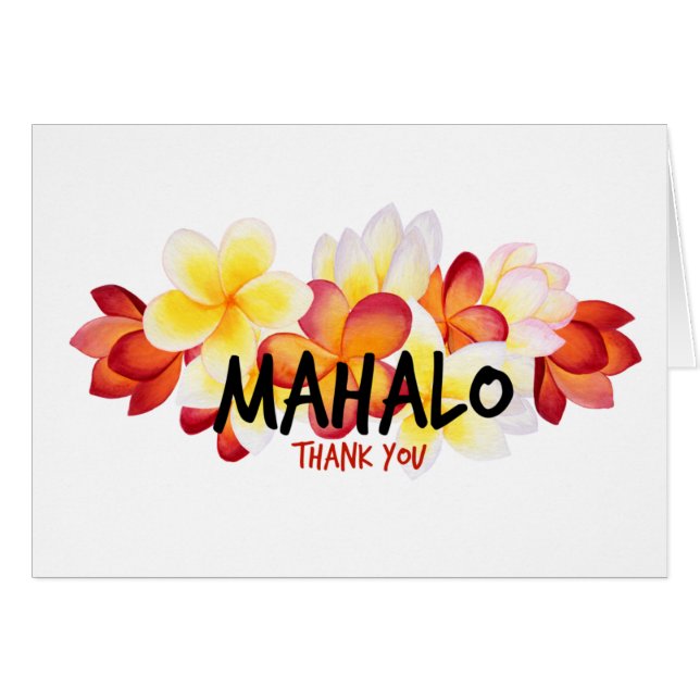 Mahalo Plumeria Hälsningskort (Framsidan Horizontal)