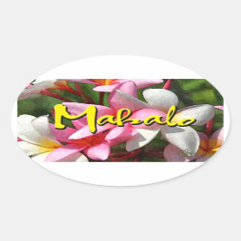 Mahalo plumeria oval-dekal ovalt klistermärke