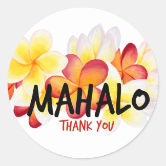 Mahalo Plumeria Runt Klistermärke
