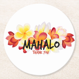 Mahalo Plumeria Underlägg Papper Rund