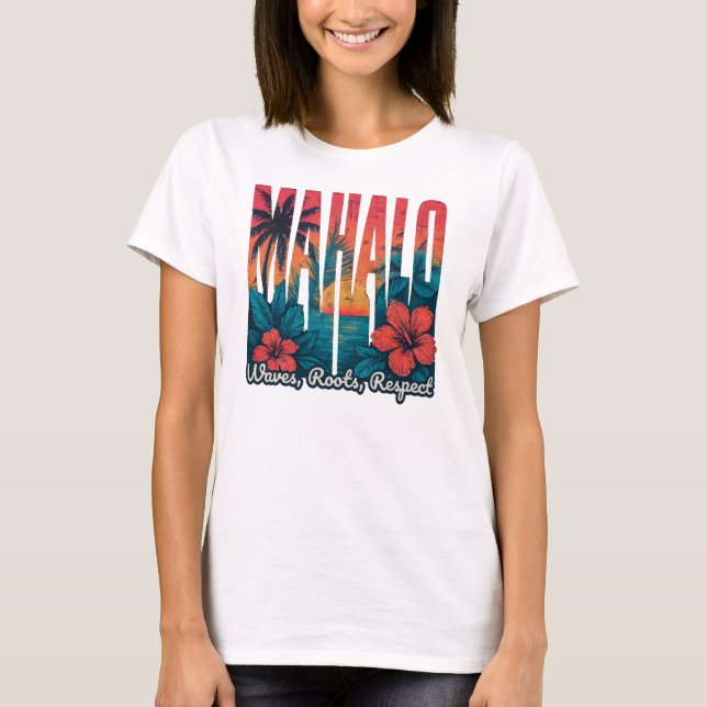 MAHALO Sunset Typography - Coastal Chill Art T Shirt (Framsida)