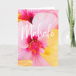 Mahalo Tack hawaiian Rosa Gult Hibiscus Kort