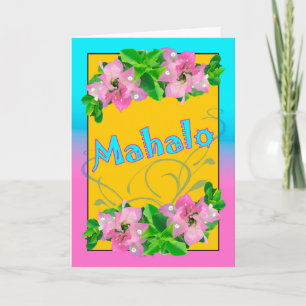 Mahalo Tack i Hawaiian med Bougainvillea Kort