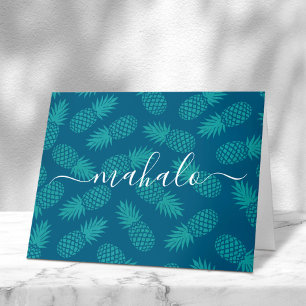 Mahalo teal turquise tropical pineapple tack kort