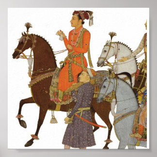 Maharaja on Horseback, indisk mughal Illustration Poster