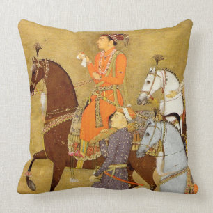 Maharaja på hästryggen, guld- Mughal dekorativ Kudde