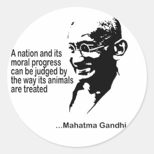 Mahatma Gandhi Animal Högers Runt Klistermärke