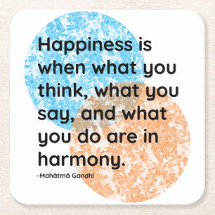 Mahatma Gandhi Happiness Quotes Underlägg Papper Kvadrat