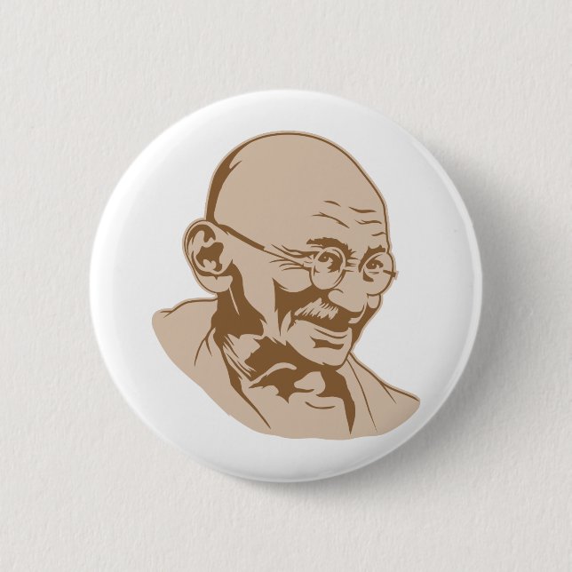 Mahatma Gandhi Porträtt Button Knapp (Framsida)